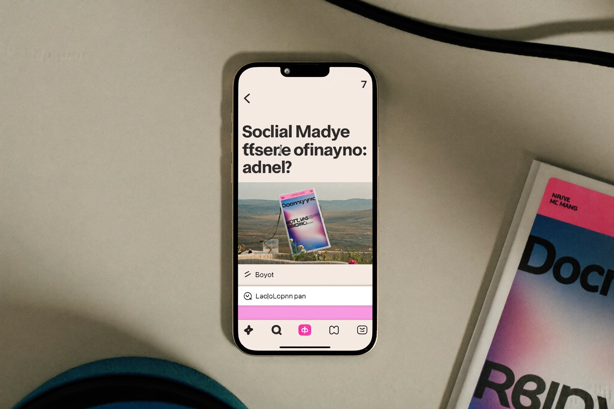 A social media advert flat-lay