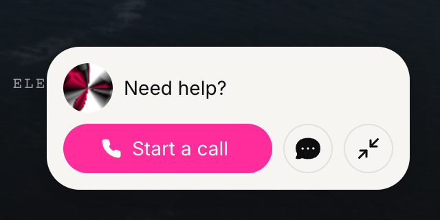 Isla's voice widget on this site — a Need help? card with a Start a call button